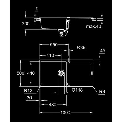 GROHE 31645AP0 - Lavello in composito K500 1000 × 500 mm nero