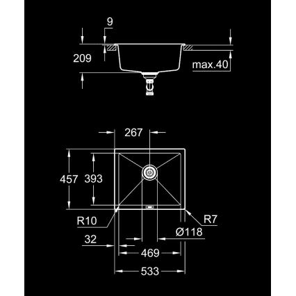 GROHE 31654AP0 - Lavello in composito K700U 533 × 457 mm nero