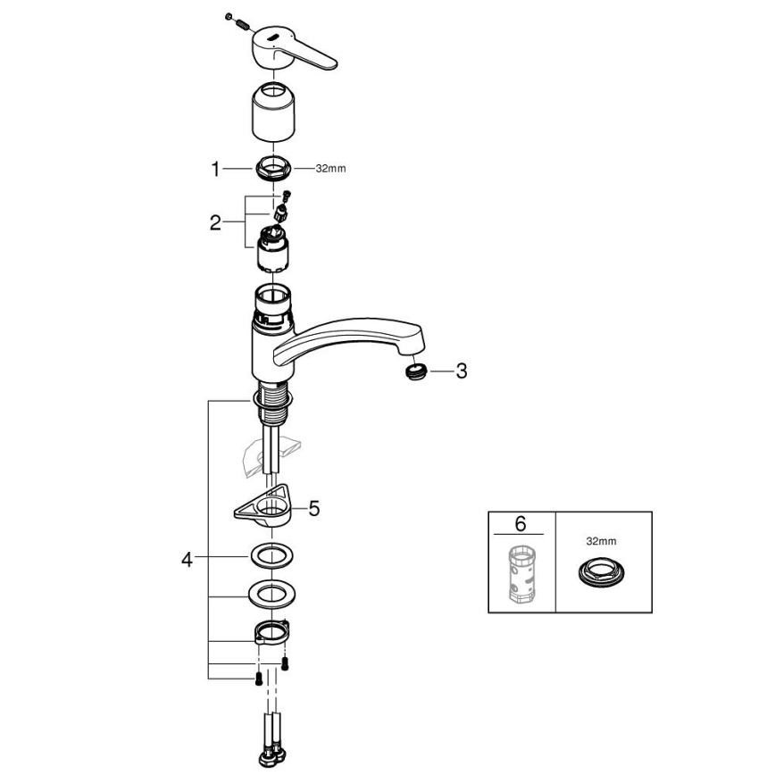 GROHE 31680000 - Miscelatore per lavello BAUECO cromo lucido