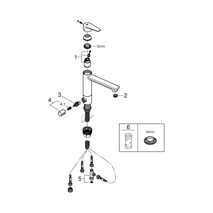GROHE 31696000 - Miscelatore per lavello BAUEDGE, cromo lucido