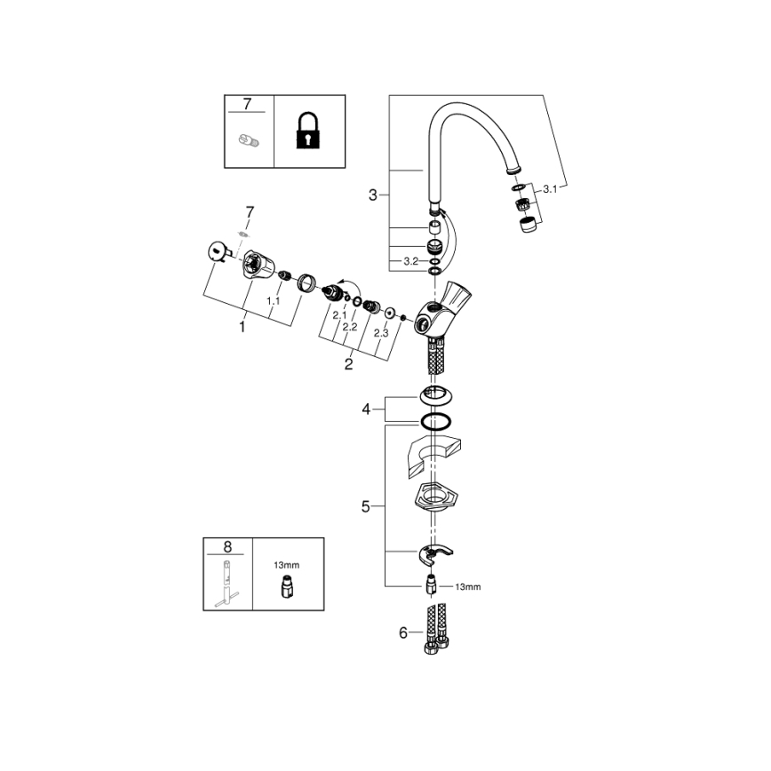 GROHE 31831001 - Miscelatore per lavello COSTA L, finitura cromo lucido