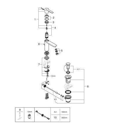 GROHE 32109GL1 - Miscelatore per lavabo LINEARE dorato