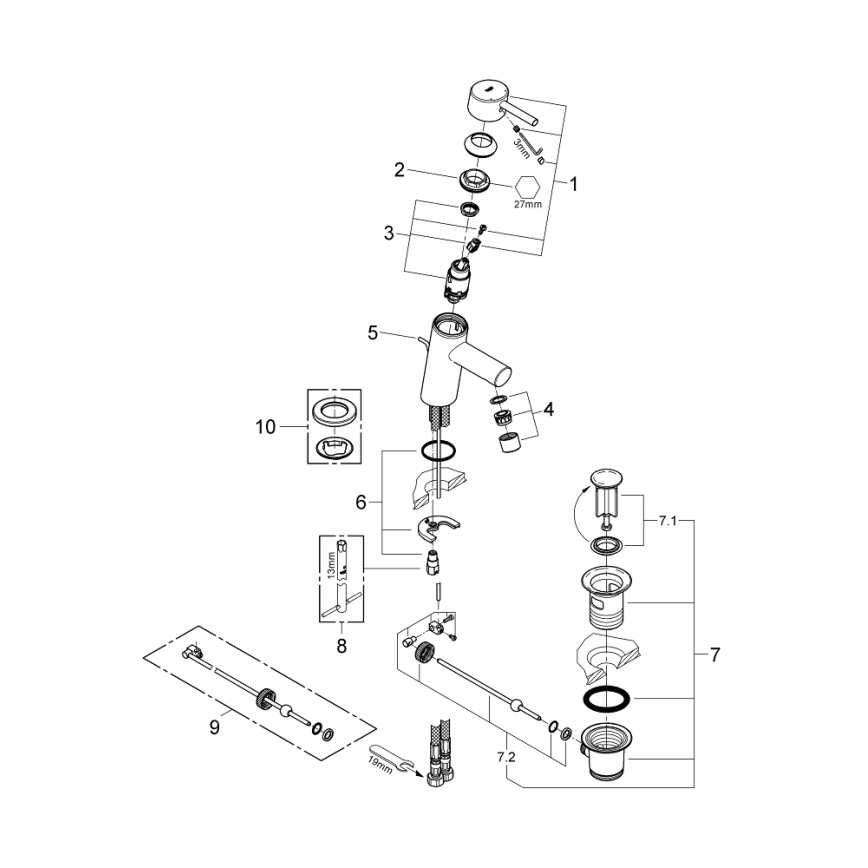 GROHE 32204001 - Miscelatore per lavabo CONCETTO DN 15 cromo lucido