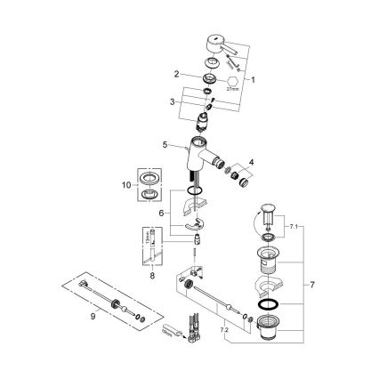 GROHE 32208001 - Miscelatore per bidet CONCETTO DN 15 cromo lucido