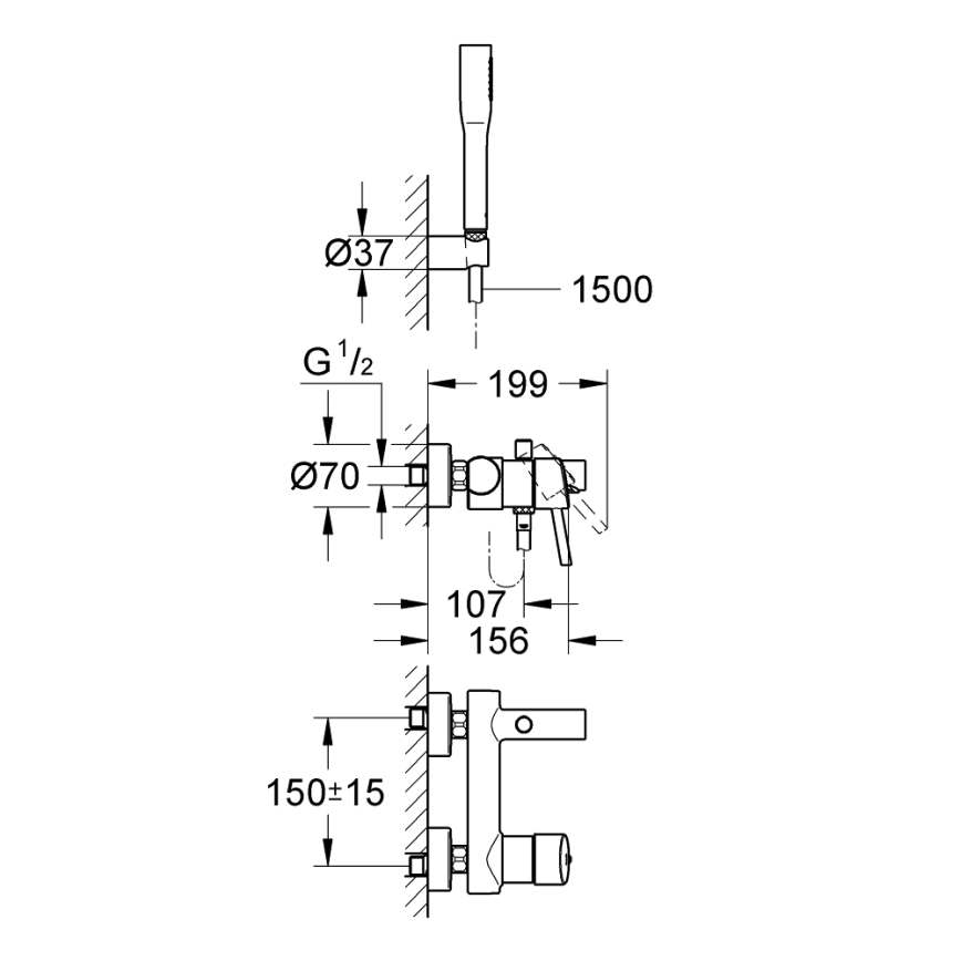 GROHE 32212001 - Miscelatore per vasca CONCETTO, cromo lucido