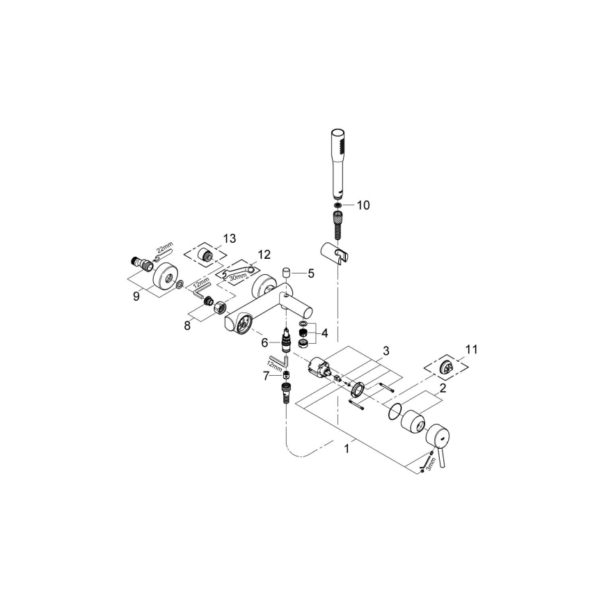 GROHE 32212001 - Set vasca con miscelatore CONCETTO, cromo lucido