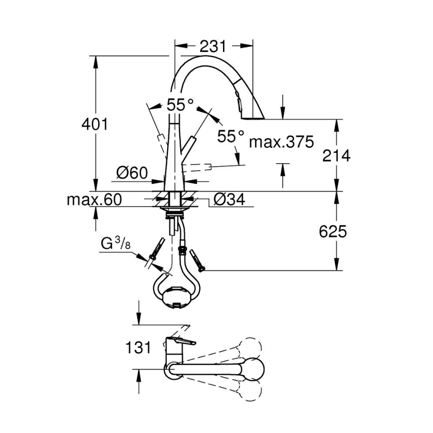 GROHE 32294DC2 - Miscelatore da cucina ZEDRA in acciaio inox