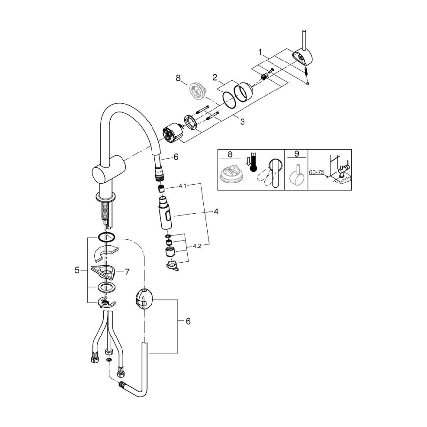 GROHE 32321002 - Miscelatore per lavello A, finitura cromo lucido