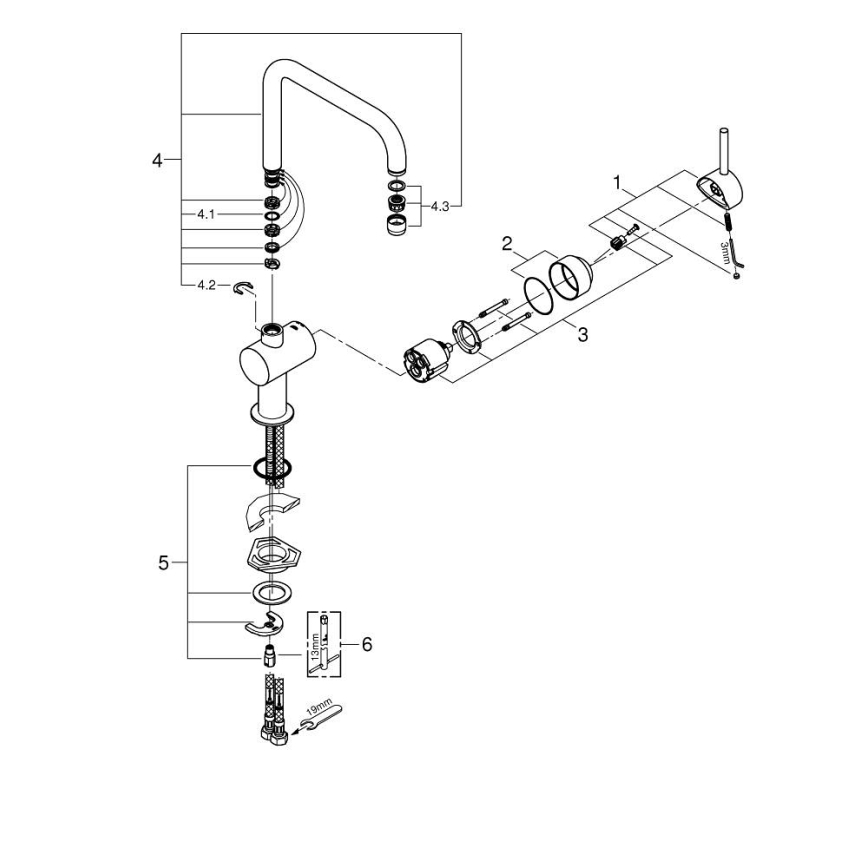 GROHE 32488000 - Miscelatore per lavello A cromato lucido