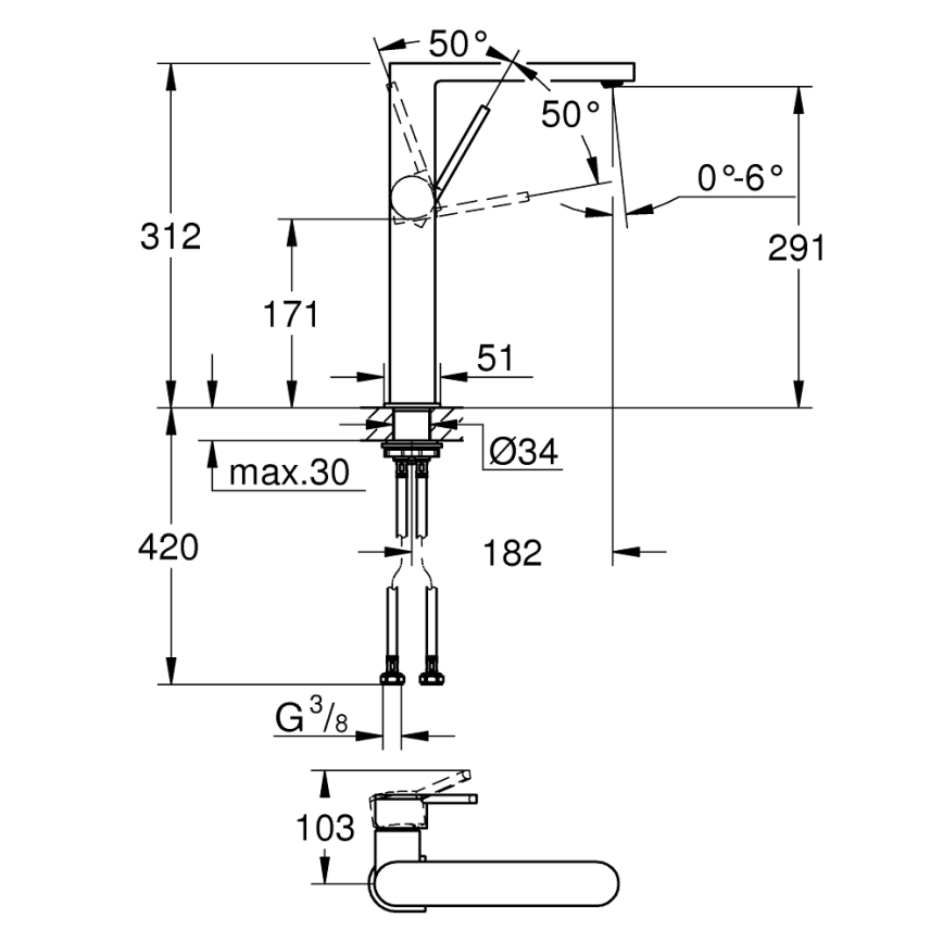 GROHE 32618003 - Miscelatore per lavabo PLUS XL cromato lucido