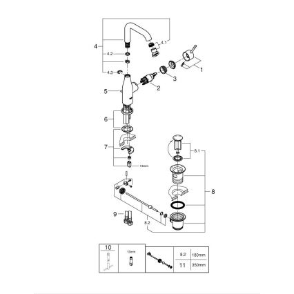 GROHE 32628001 - Miscelatore per lavabo ESSENCE, taglia L, cromo lucido