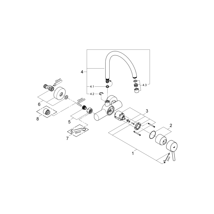 GROHE 32667001 - Miscelatore per lavello CONCETTO 280 mm, cromo lucido