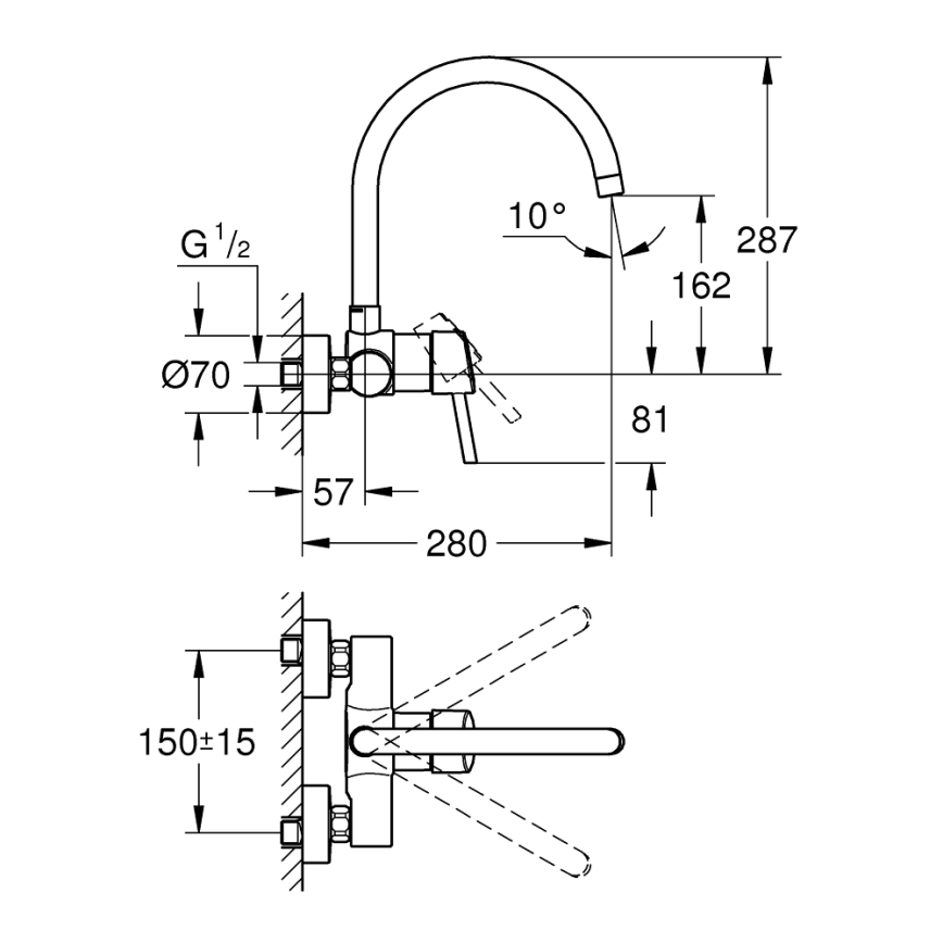 GROHE 32667001 - Miscelatore per lavello CONCETTO 280 mm, cromo lucido