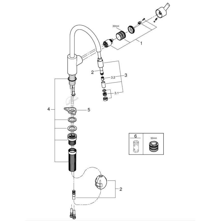 GROHE 32671002 - Miscelatore da cucina FEEL, cromo lucido