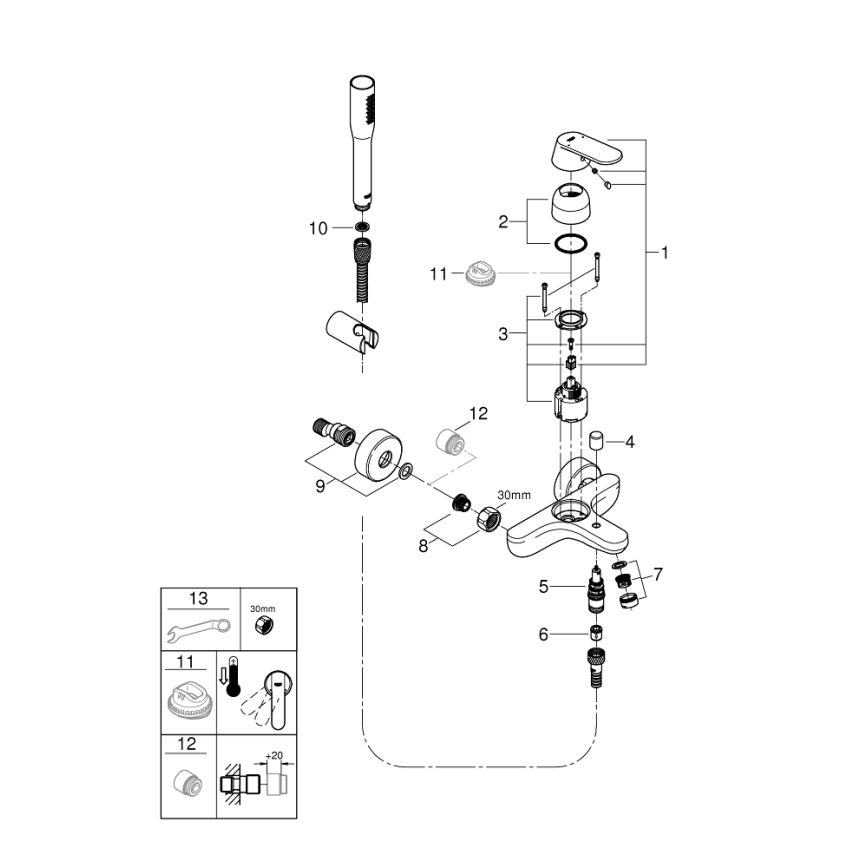 GROHE 32832000 - Set vasca con miscelatore EUROSMART COSMOPOLITAN cromo lucido