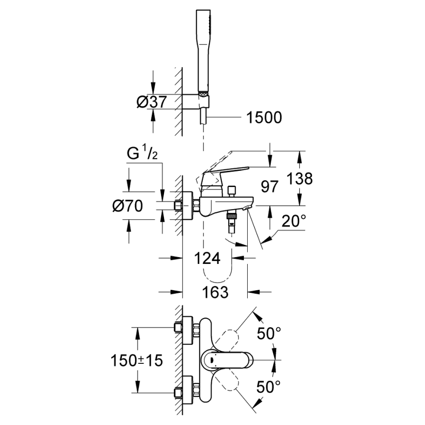 GROHE 32832000 - Set vasca con miscelatore EUROSMART COSMOPOLITAN cromo lucido