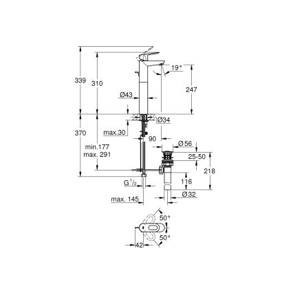 GROHE 32856000 - Miscelatore per lavabo BAULOOP 12” finitura cromo lucido