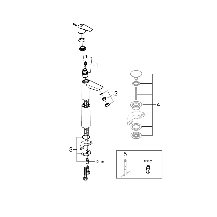 GROHE 32860001 - Miscelatore per lavabo BAUEDGE 304 mm cromo lucido
