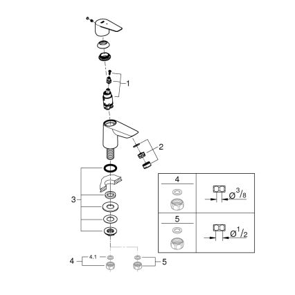 GROHE 32861001 - Miscelatore monocomando da appoggio BAUEDGE 131 mm, cromo lucido
