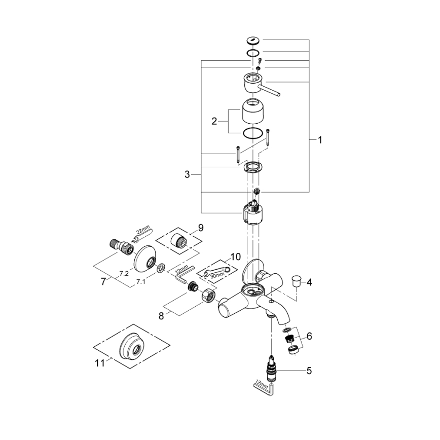 GROHE 32865000 - Miscelatore per vasca BAUCLASSIC DN 15 cromo lucido