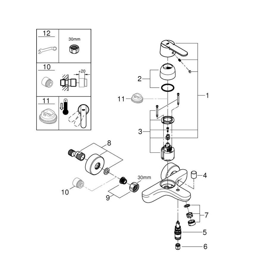 GROHE 32887000 - Miscelatore per vasca GET DN 15, cromo lucido