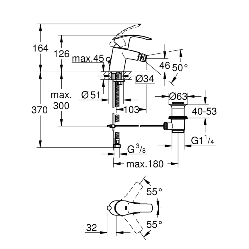 GROHE 32929002 - Miscelatore per bidet EUROSMART, misura S, finitura cromo lucido