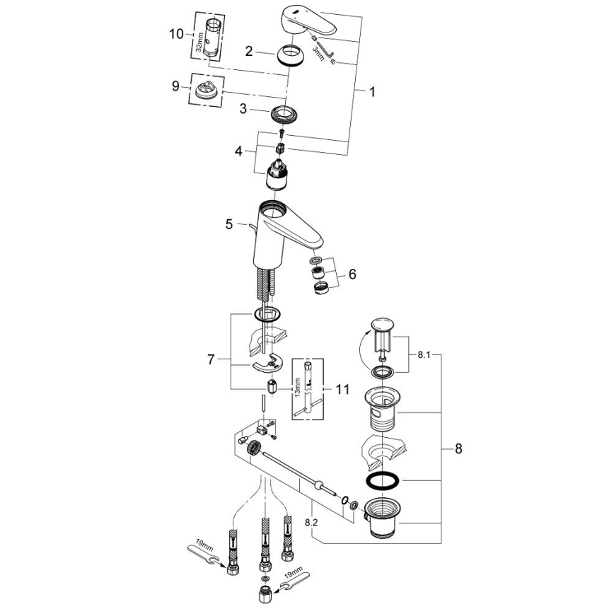 GROHE 33177002 - Miscelatore per lavabo EURODISC COSMOPOLITAN DN 15 cromo lucido