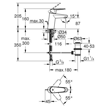 GROHE 3319020E - Miscelatore per lavabo EURODISC COSMOPOLITAN misura S, cromato