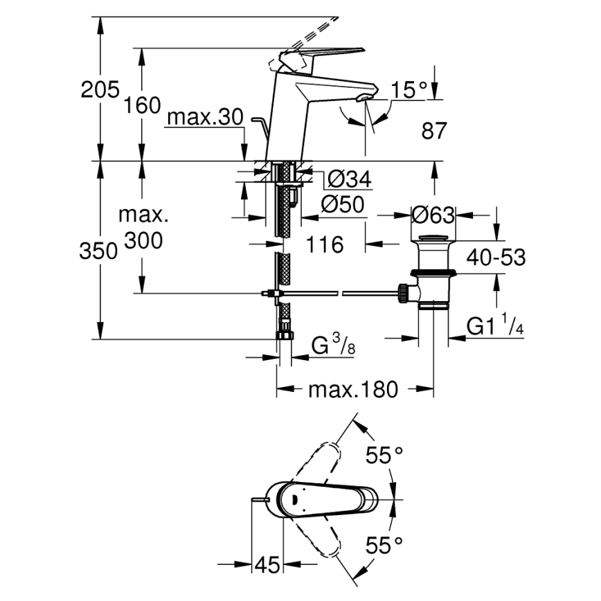 GROHE 3319020E - Miscelatore per lavabo EURODISC COSMOPOLITAN misura S, cromato