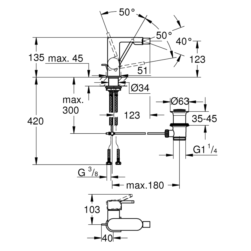 GROHE 33241003 - Miscelatore per bidet PLUS cromo lucido