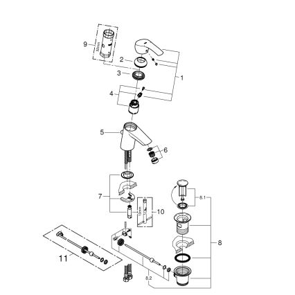 GROHE 33265002 - Miscelatore per lavabo EUROSMART DN 15 misura S cromo lucido