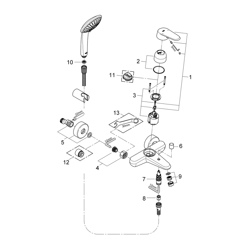 GROHE 33395002 - Set vasca con miscelatore EURODISC COSMOPOLITAN, cromo lucido
