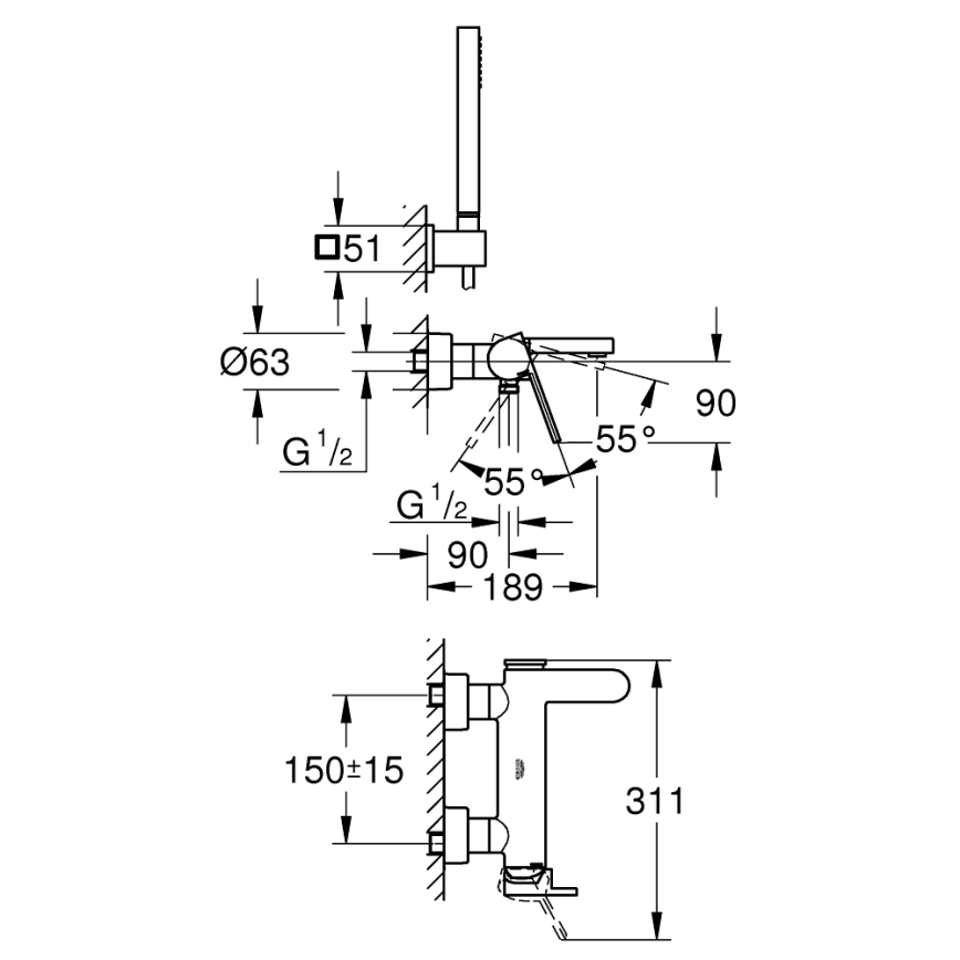 GROHE 33547003 - Miscelatore per vasca PLUS, cromo lucido