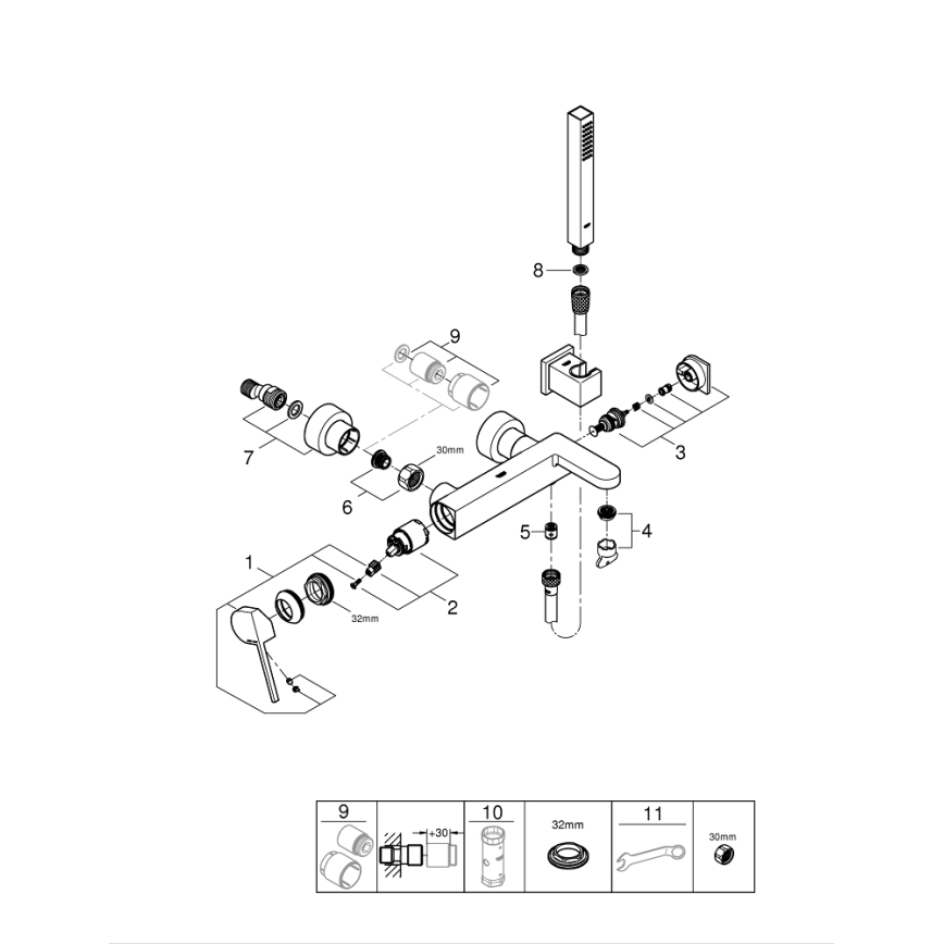 GROHE 33547003 - Set per vasca con miscelatore PLUS, cromato lucido