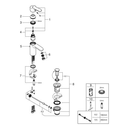 GROHE 3355220E - Miscelatore per lavabo EUROSTYLE COSMOPOLITAN, misura S, finitura cromo