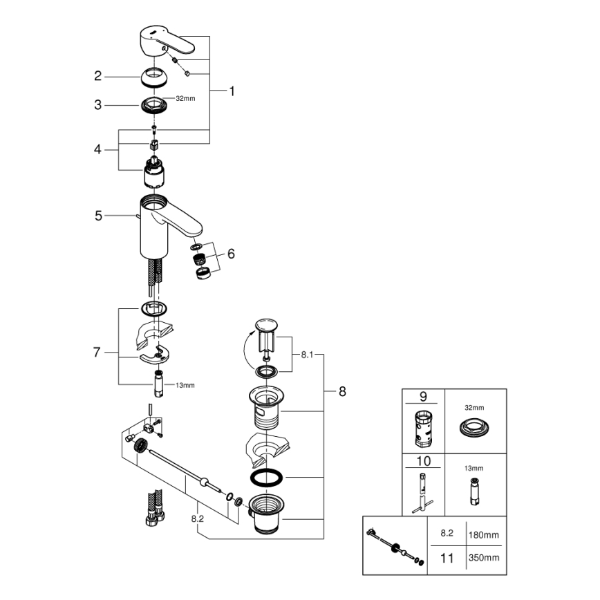 GROHE 3355220E - Miscelatore per lavabo EUROSTYLE COSMOPOLITAN, misura S, finitura cromo