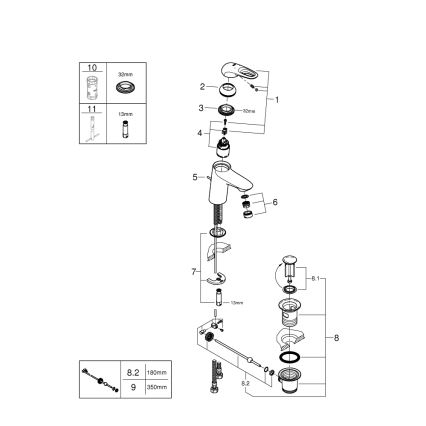 GROHE 33558LS3 - Miscelatore per lavabo EUROSTYLE, taglia S, bianco