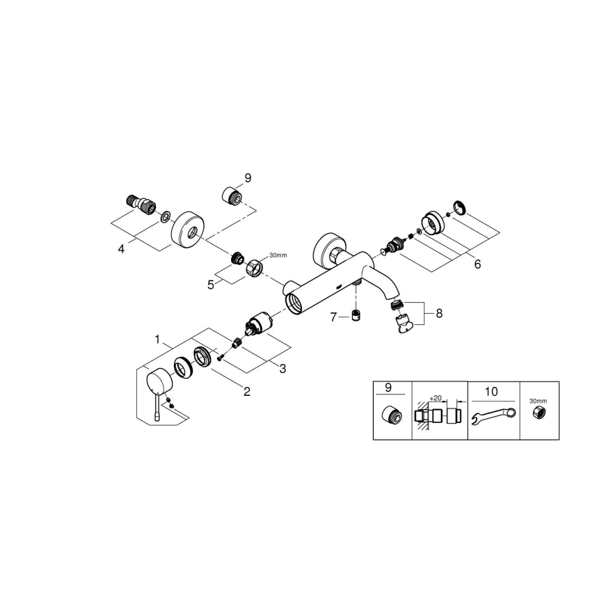 GROHE 33624DL1 - Miscelatore per vasca ESSENCE 193 mm rame spazzolato