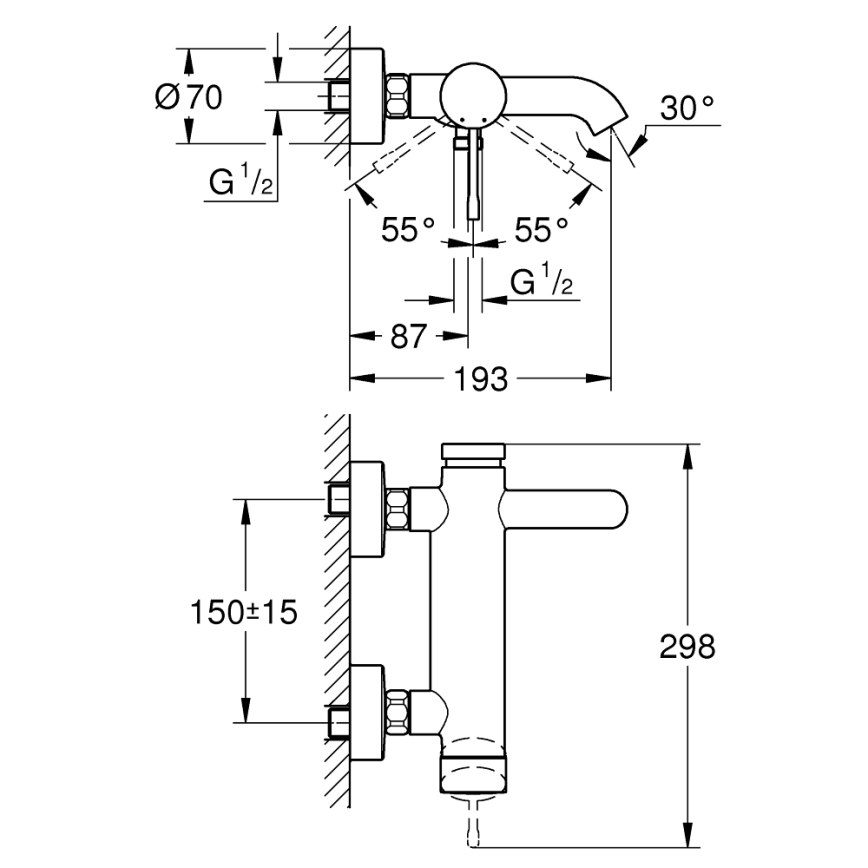 GROHE 33624DL1 - Miscelatore per vasca ESSENCE 193 mm rame spazzolato