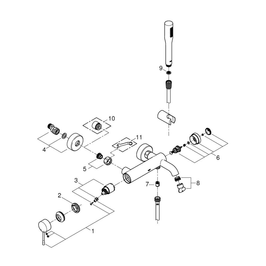 GROHE 33628001 - Set per vasca con miscelatore ESSENCE DN 15, cromo lucido