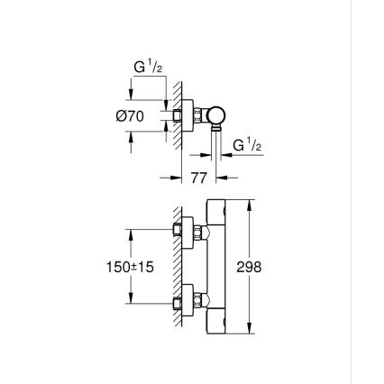 GROHE 34065AL2 - Miscelatore termostatico per doccia GROHTHERM 1000 COSMOPOLITAN DN 15, grafite
