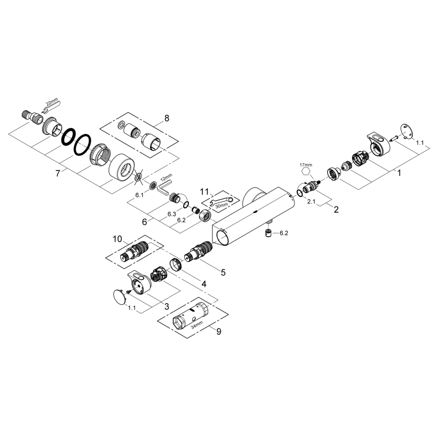GROHE 34169001 - Miscelatore termostatico per doccia GROHTHERM 2000 DN 15 cromato