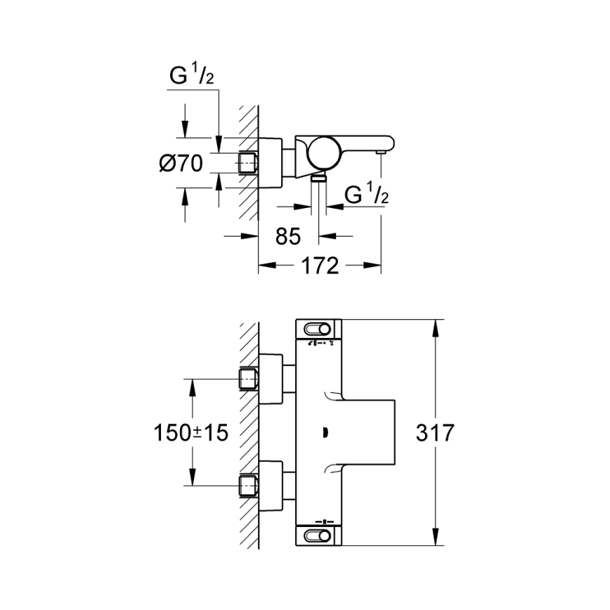 GROHE 34174001 - Miscelatore termostatico per vasca GROHTHERM 2000 172 mm cromo lucido