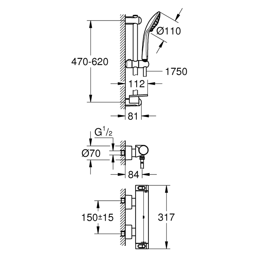 GROHE 34195001 - Miscelatore termostatico GROHTHERM 2000 con set EUPHORIA 110 cromo