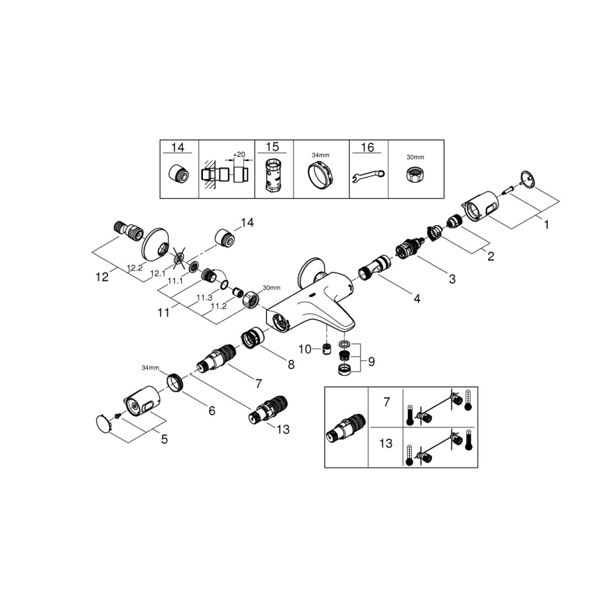 GROHE 34227002 - Miscelatore termostatico per vasca PRECISION TREND DN 15 cromo lucido