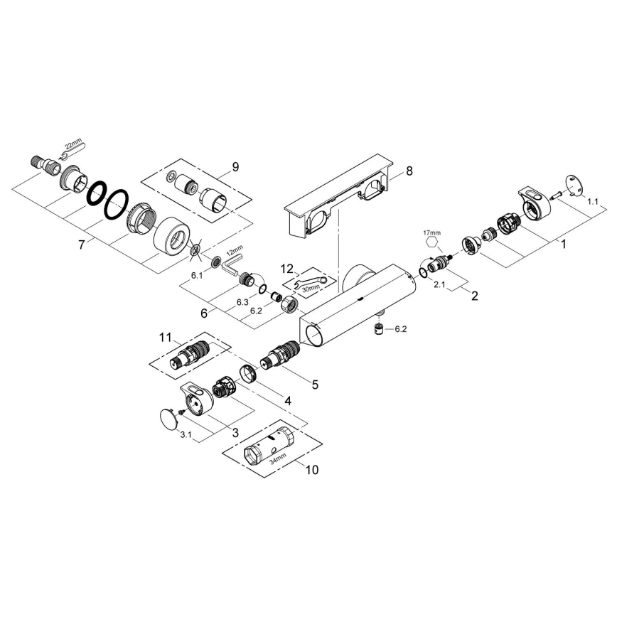 GROHE 34469001 - Miscelatore termostatico per doccia GROHTHERM 2000 DN 15 cromo