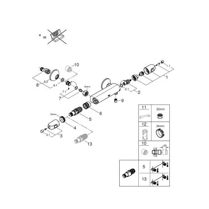 GROHE 34550000 - Miscelatore doccia termostatico GROHTHERM 1000 DN 15 cromato