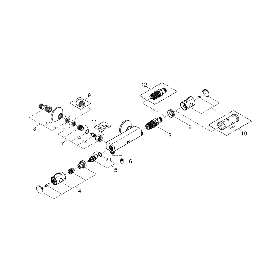 GROHE 34558000 - Miscelatore termostatico per doccia GROHTHERM 800 DN 15 cromo lucido