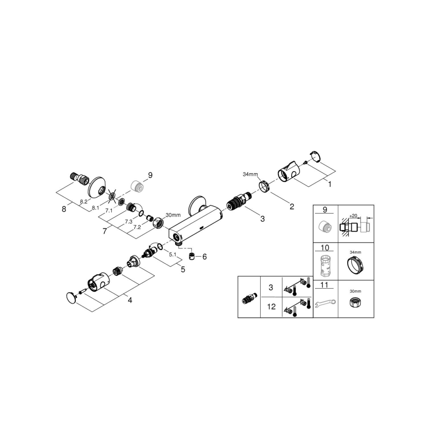 GROHE 34558000 - Miscelatore termostatico per doccia GROHTHERM 800 DN 15 cromo lucido