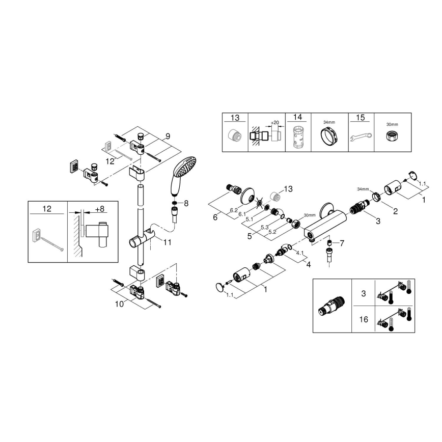 GROHE 34597001 - Miscelatore termostatico per doccia PRECISION START DN 15 cromato